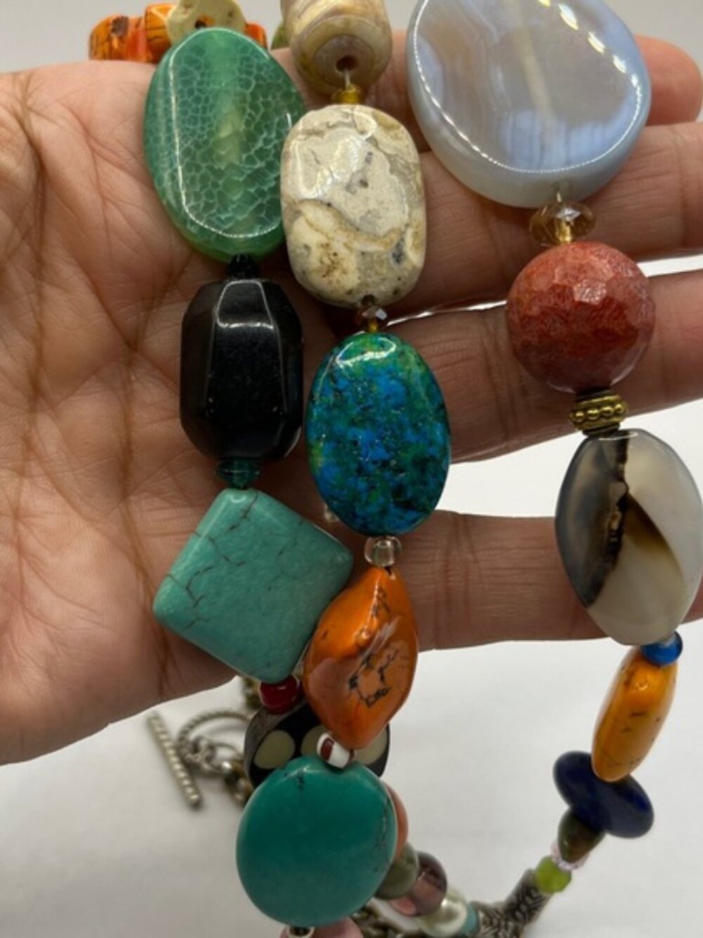 Colorful Beaded Necklace Layered Triple Strand Glass Beads Southwest Western - Picture 12 of 13